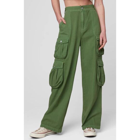 Blank NYC Cargo FRANKLIN Utility High Waist Wide Leg Pant In Macha Please L NWT - Picture 2 of 6